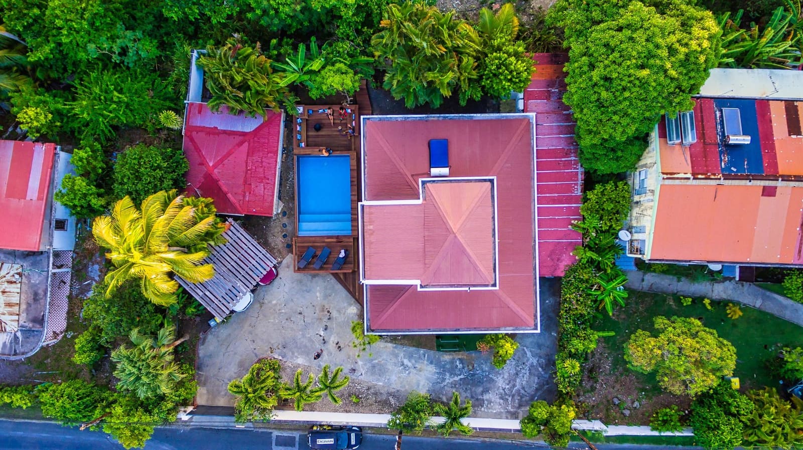 Vue aérienne drone villa Monarks Guadeloupe